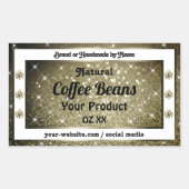 グリッターエレガント付き茶色のダイヤモンド製品ラベル 長方形シール (正面)