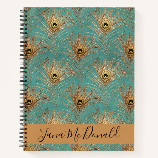 グリッターエレガント孔雀の羽のスケッチ/ストーリー ノートブック (正面)