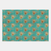 グリッターエレガント孔雀の羽のパターン ラッピングペーパーシート (正面3)