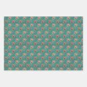 グリッターエレガント孔雀の羽のパターン ラッピングペーパーシート (正面)