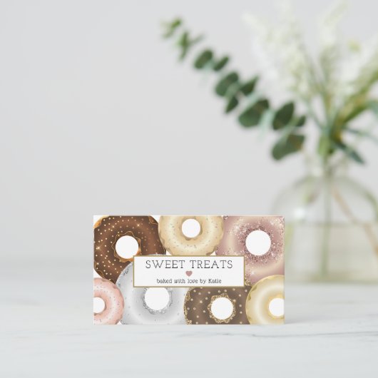 グリッターエレガント振りかけるドーナツベーカリーケーキペストリー 名刺 (スタンド正面)