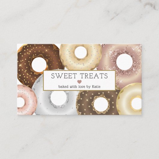グリッターエレガント振りかけるドーナツベーカリーケーキペストリー 名刺 (正面)