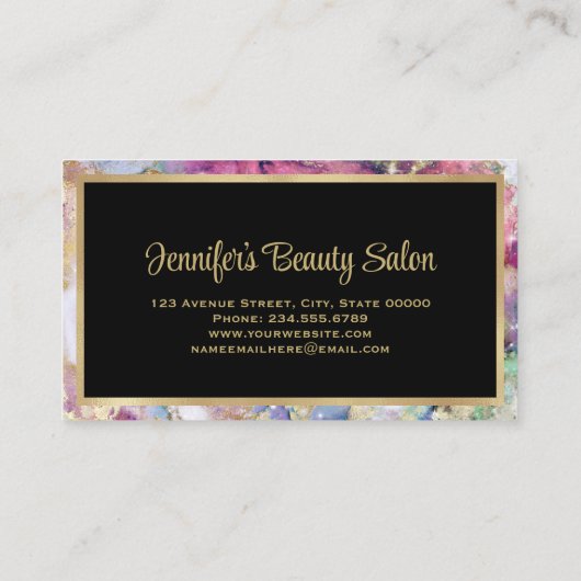グリッターエレガント水彩大理石ゴールドフォイル 名刺 (裏面)