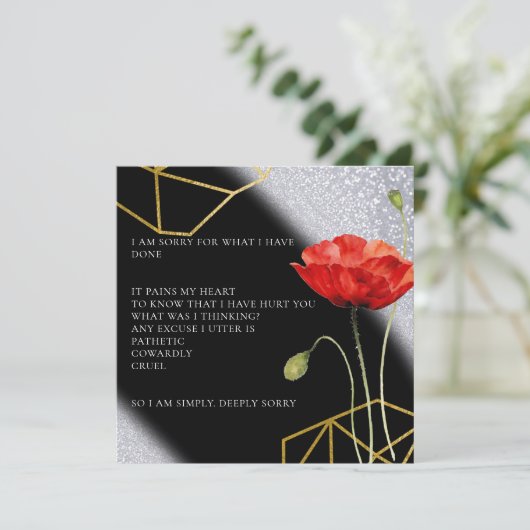 グリッターエレガント申し訳ない謝罪カード サンキューカード (スタンド正面)