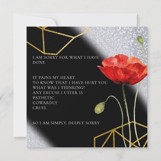 グリッターエレガント申し訳ない謝罪カード サンキューカード (正面)