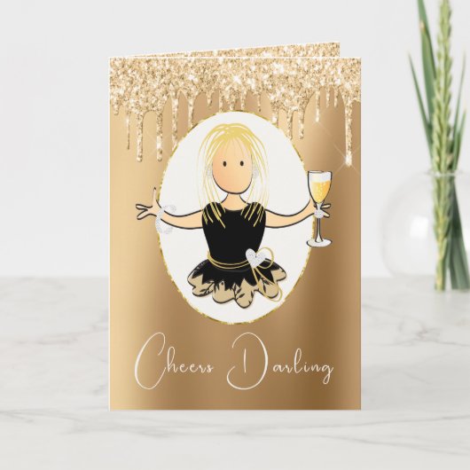 グリッターエレガント誕生日トーストカード カード (正面)