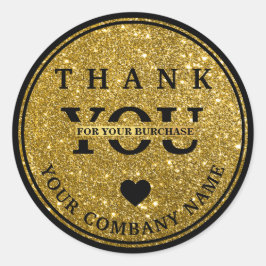 グリッターエレガント金ゴールドありがとうステッカー ラウンドシール