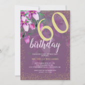 グリッターエレガント金ゴールドウォーター色フローラシック 招待状 (正面)