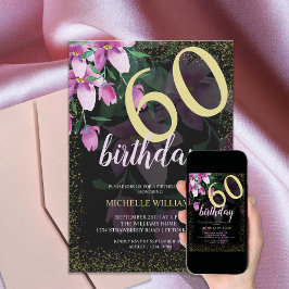 グリッターエレガント金ゴールドウォーター色フローラシック 招待状