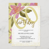 グリッターエレガント金ゴールドウォーター色フローラシック 招待状 (正面/裏面)