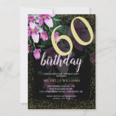 グリッターエレガント金ゴールドウォーター色フローラシック 招待状 (正面)