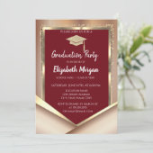 グリッターエレガント金ゴールドダイアモンズマルーン卒業 招待状 (スタンド正面)