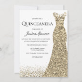 グリッターエレガント金ゴールドドレスキンセアニェラ招待状 招待状 (正面)