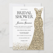 グリッターエレガント金ゴールドドレスブライダルシャワー招待状 招待状 (正面)