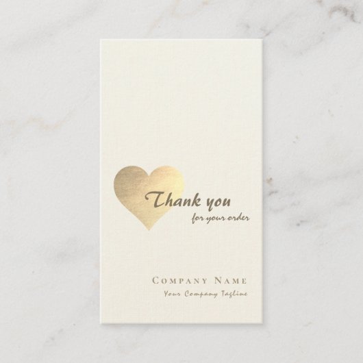 グリッターエレガント金ゴールドハートQRコードありがとうありがとう 名刺 (正面)