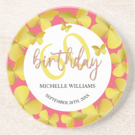 グリッターエレガント金ゴールドバタフライカリグラフィー コースター