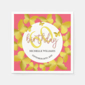 グリッターエレガント金ゴールドバタフライカリグラフィー スタンダードカクテルナプキン (正面)