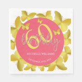 グリッターエレガント金ゴールドバタフライカリグラフィー スタンダードランチョンナプキン (正面)