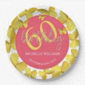 グリッターエレガント金ゴールドバタフライカリグラフィー ペーパープレート (正面)