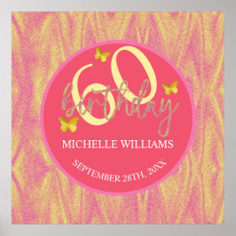 グリッターエレガント金ゴールドバタフライカリグラフィー ポスター