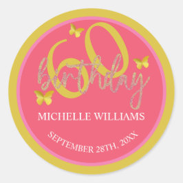 グリッターエレガント金ゴールドバタフライカリグラフィー ラウンドシール