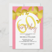 グリッターエレガント金ゴールドバタフライカリグラフィー 招待状 (正面)