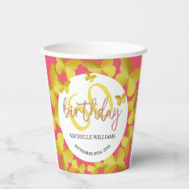 グリッターエレガント金ゴールドバタフライカリグラフィー 紙コップ