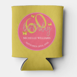 グリッターエレガント金ゴールドバタフライカリグラフィー 缶クーラー