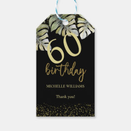 グリッターエレガント金ゴールドパームカリグラフィー誕生日 ギフトタグ