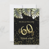 グリッターエレガント金ゴールドパームカリグラフィー誕生日 サンキューカード (正面)