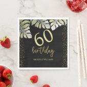 グリッターエレガント金ゴールドパームカリグラフィー誕生日 スタンダードランチョンナプキン (インサイチュ)