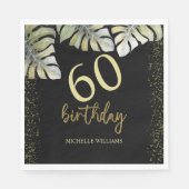 グリッターエレガント金ゴールドパームカリグラフィー誕生日 スタンダードランチョンナプキン (正面)