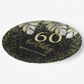 グリッターエレガント金ゴールドパームカリグラフィー誕生日 ペーパープレート (アングル)