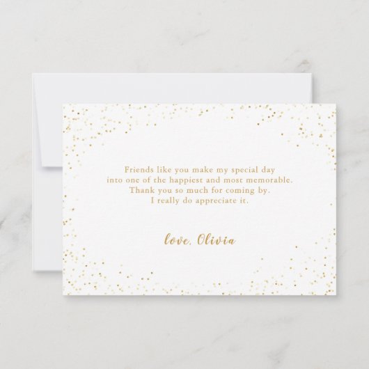 グリッターエレガント金ゴールドピンクドレスキンセアニラ サンキューカード (裏面)