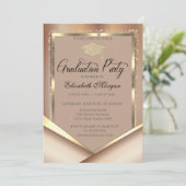 グリッターエレガント金ゴールドフレームダイヤモンド卒業 招待状 (スタンド正面)