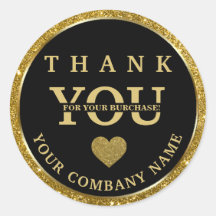 グリッターエレガント金ゴールドブラックありがとうステッカー