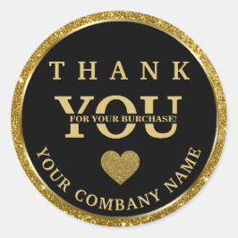 グリッターエレガント金ゴールドブラックありがとうステッカー ラウンドシール