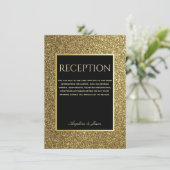 グリッターエレガント金ゴールドブラックウェディングレセプションカード (スタンド正面)