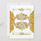 グリッターエレガント金ゴールドホワイトダイヤモンドバースデーパーティー 招待状 (裏面)