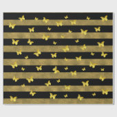 グリッターエレガント金ゴールド蝶パターン ラッピングペーパー (フラット)