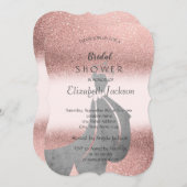 グリッターエレガント《写真》ぼけ味、ドレスブライダルシャワー 招待状 (正面/裏面)