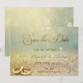 グリッターエレガント《写真》ぼけ味、リングや輪ウェディング日付を保存 セーブザデート (正面/裏面)