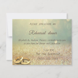 グリッターエレガント《写真》ぼけ味、リングや輪ウエディリハーサルディナー 招待状
