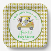 グリッターエレファント&モンキーゴルフベビーシャワーリターン ペーパープレート (正面)