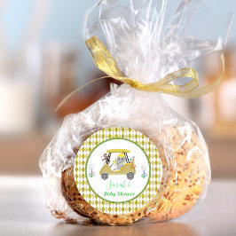 グリッターエレファント&モンキーゴルフベビーシャワーリターン ラウンドシール