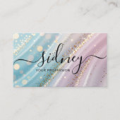 グリッターオパールピンク背景 名刺 (正面)