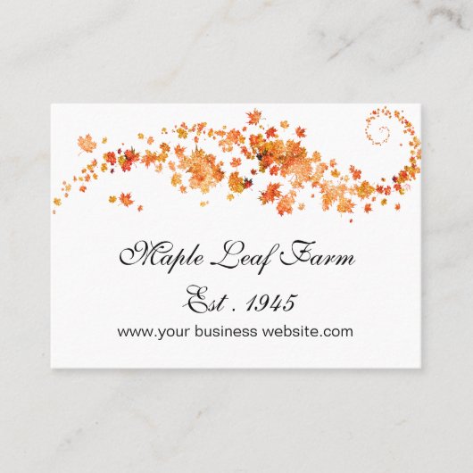 グリッターオレンジメープルリーフ 名刺 (正面)