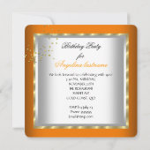 グリッターオレンジ金ゴールドハイヒール誕生日パーティー 招待状 (裏面)