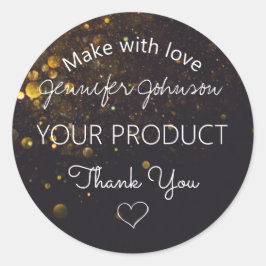 グリッターオンブラッククラシックラウンドステッカー ラウンドシール