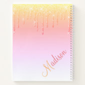 グリッターオンブレピンクグラムスパークルズ名 ノートブック (裏面)